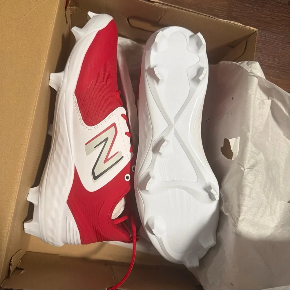 New Balance Fresh Foam PL3000R v6 Molded Baseball Cleats Red/White Sz 16 - Picture 4 of 7
